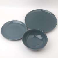 20pcs Round Blue Ceramic Porcelain Stoneware Dinnerware Tableware Sets