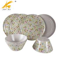 8 pcs bamboo melamine plate and bowl set high quality bamboo melamine tableware set wholesale